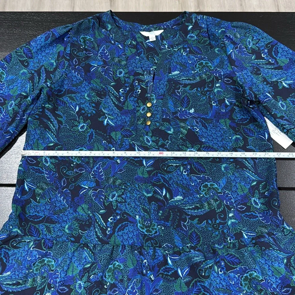 Time & Tru Blue and Green Long Sleeve Dress - L - Picture 9 of 9